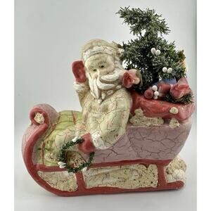 Dillard’s Victorian Santa Sleigh Figure w/ Tree Trimmings Holiday Decor NIB